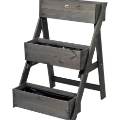 dobar Dreistufige Pflanztreppe 70 x 90 x 60 cm grau