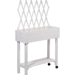 Hochbeet mit Rankhilfe rollbar 79 x 130 x 28,5 cm weiß*dobar Hot