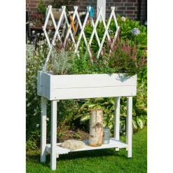 Hochbeet mit Rankhilfe rollbar 79 x 130 x 28,5 cm weiß*dobar Hot