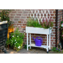 Hochbeet mit Rankhilfe rollbar 79 x 130 x 28,5 cm weiß*dobar Hot