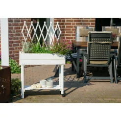 Hochbeet mit Rankhilfe rollbar 79 x 130 x 28,5 cm weiß*dobar Hot