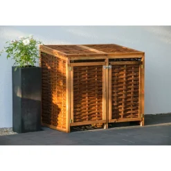 Holz-Mülltonnenbox 125 x 80 x 115 cm braun*dobar Hot