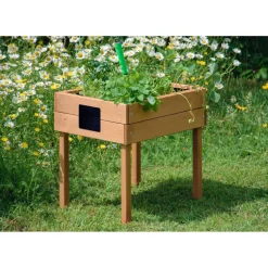 dobar Kinderhochbeet mit Kreidetafel 50 x 45 x 40 cm braun