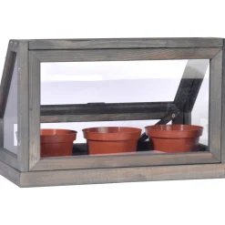 dobar Mini-Gewächshaus 38 x 24,5 x 20 cm grau