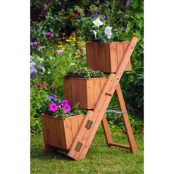 Pflanztreppe ausklappbar 41 x 85 x 55 cm grau Kiefer braun*dobar Sale
