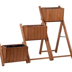 Pflanztreppe ausklappbar 41 x 85 x 55 cm grau Kiefer braun*dobar Sale