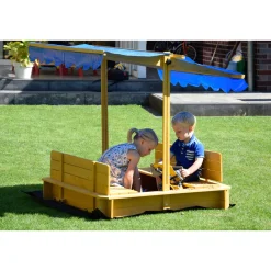 Sandkasten mit schwenkbarem Dach 120 x 120 x 120 cm hellbraun^dobar New