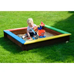 dobar Sandkasten mit Sitzflächen 117 x 18 x 117 cm mehrfarbig