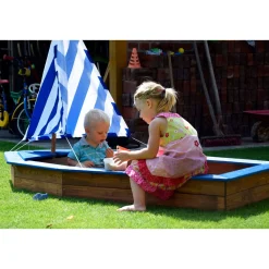 dobar Sandkasten Schiff-Form 180 x 96 x 125 cm blau-weiß gestreift