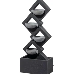 dobar XL Design-Gartenbrunnen mit LEDs 20,5 x 100,5 x 41,5 cm grau