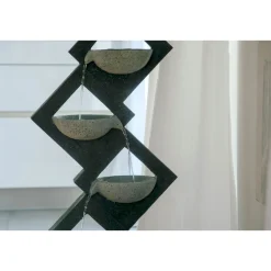 dobar XL Design-Gartenbrunnen mit LEDs 20,5 x 100,5 x 41,5 cm grau