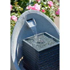 dobar XL Design-Gartenbrunnen 46,5 x 63,5 x 46,5 cm grau