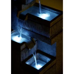 dobar XL Design-Gartenbrunnen mit LEDs 32,3 x 80,3 x 38,7 cm grau