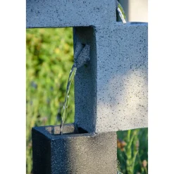 XL Design-Gartenbrunnen mit LEDs 21,5 x 90,5 x 40,5 cm grau^dobar Discount