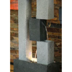 XL Design-Gartenbrunnen mit LEDs 21,5 x 90,5 x 40,5 cm grau^dobar Discount