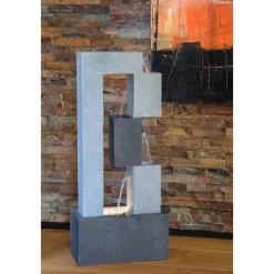 XL Design-Gartenbrunnen mit LEDs 21,5 x 90,5 x 40,5 cm grau^dobar Discount