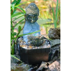 Zimmerbrunnen mit Buddha 20,5 x 27 x 16,5 cm grau-schwarz^dobar Outlet