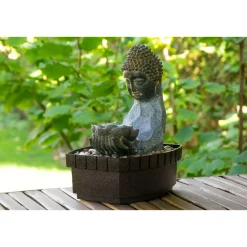 Zimmerbrunnen mit Buddha 20,5 x 27 x 16,5 cm grau-schwarz^dobar Outlet