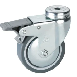 Apparate-Lenkrolle mit TPE-Lauffläche und Fadenschutz 75 x 25 mm mit Rückenloch und Feststeller^Dörner + Helmer