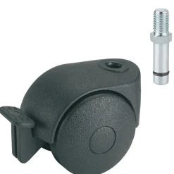 Dörner + Helmer Doppelrolle für normale Böden mit Gewindestift M8 x 15 mm schwarz