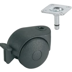 Dörner + Helmer Doppelrolle für normale Böden mit Feststeller 38 x 38 mm schwarz