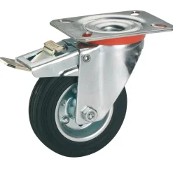 Transportgeräte-Lenkrolle mit Vollgummireifen Stahlfelge und Feststeller 80 x 25 mm^Dörner + Helmer Best