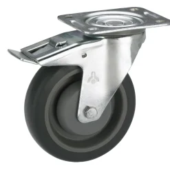 Dörner + Helmer Transportgeräte-Lenkrolle mit TPE-Lauffläche Fadenschutz und Totalfeststeller 100 x 32 mm