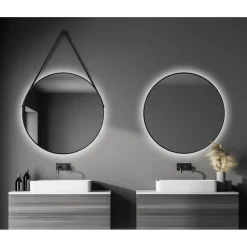 DSK Design LED Lichtspiegel Silver Barbier Black Dm 80 cm