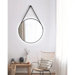 DSK Design LED Lichtspiegel Silver Barbier Black Dm 80 cm