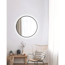 DSK Design LED Lichtspiegel Silver Barbier Black Dm 80 cm