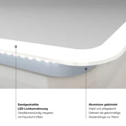 Design LED Lichtspiegel Silver Luna 180 x 70 cm*DSK Online