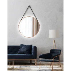 DSK Design LED Lichtspiegel Silver Barbier Copper Dm 80 cm