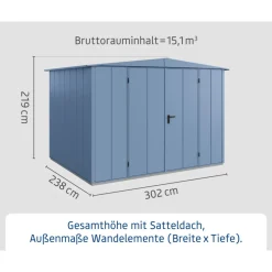 Gerätehaus Elegant-STyp 3RAL5014 2 flg^EcoStar Sale