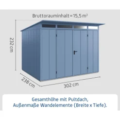 Gerätehaus Elegant-PTyp 3RAL5014 2 flg*EcoStar Hot