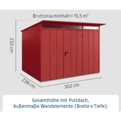 EcoStar Gerätehaus Elegant-PTyp 3RAL3004 1 flg