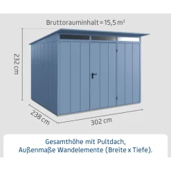 EcoStar Gerätehaus Elegant-PTyp 3RAL5014 1 flg