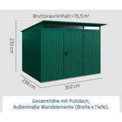 Gerätehaus Trend-PTyp 3RAL6005 1 flg^EcoStar Outlet