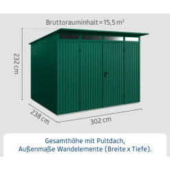 Gerätehaus Trend-PTyp 3RAL6005 2 flg*EcoStar Discount
