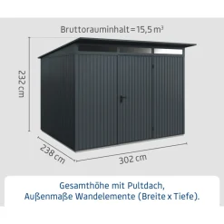 EcoStar Gerätehaus Trend-PTyp 3RAL7016 1 flg