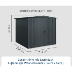 EcoStar Gerätehaus Trend-STyp 2RAL7016 2 flg