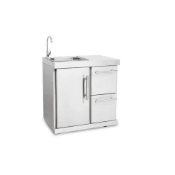 Edelstahl-Erweiterungsmodul mit Spülbecken Tür und 2 Schubladen^ Sale