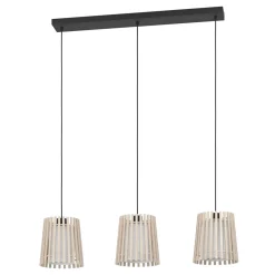 Eglo LED Pendelleuchte Fattoria 3-flammig schwarz/braun/weiß