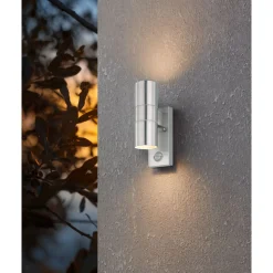 Eglo LED-Außenwandleuchte Riga mit Bewegungsmelder silber