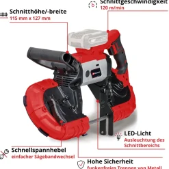 Einhell Akku-Bandsäge TE-MB 18/127 Li-Solo