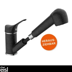 Eisl Spültischarmatur „Granit“ schwarz mit Geschirrbrause
