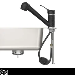 Eisl Spültischarmatur „Granit“ schwarz mit Geschirrbrause