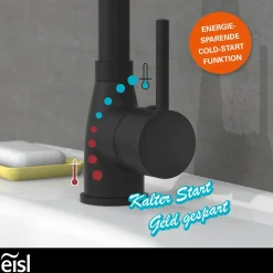 Waschtischarmatur „Futura“ schwarz mit Cold-Start-Funktion*Eisl Best