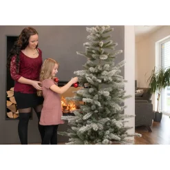 Evergreen Künstlicher Weihnachtsbaum Cedar Frost Kiefer 114x210cm Grün Weiß