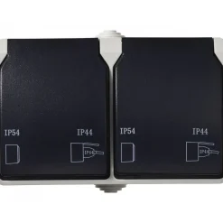 2-fach Aufputz-Steckdose Basic Feuchtraum grau* Discount