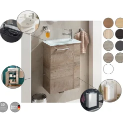 Fackelmann Gäste-WC Waschtischunterschrank rechts SBC 440 x 600 x 243 mm anthrazit/lackiertes Glas Weiß